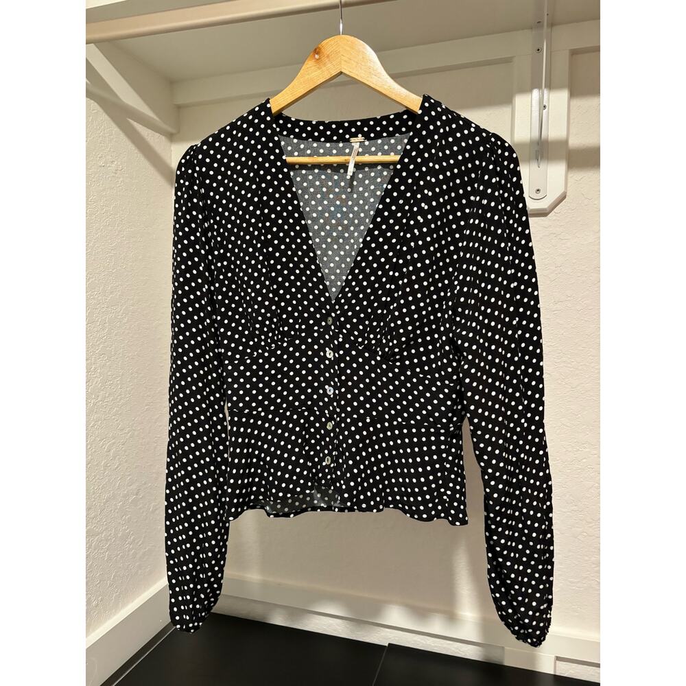 Free People Polka Dot Top Sz XS - Picture 3 of 6